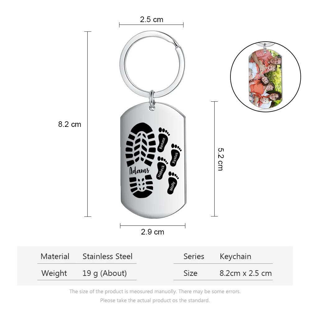 À Papa/Papi Porte-Clés Pieds Bébé 5 Prénoms Personnalisés avec Photo pour Famille |  Jessemade