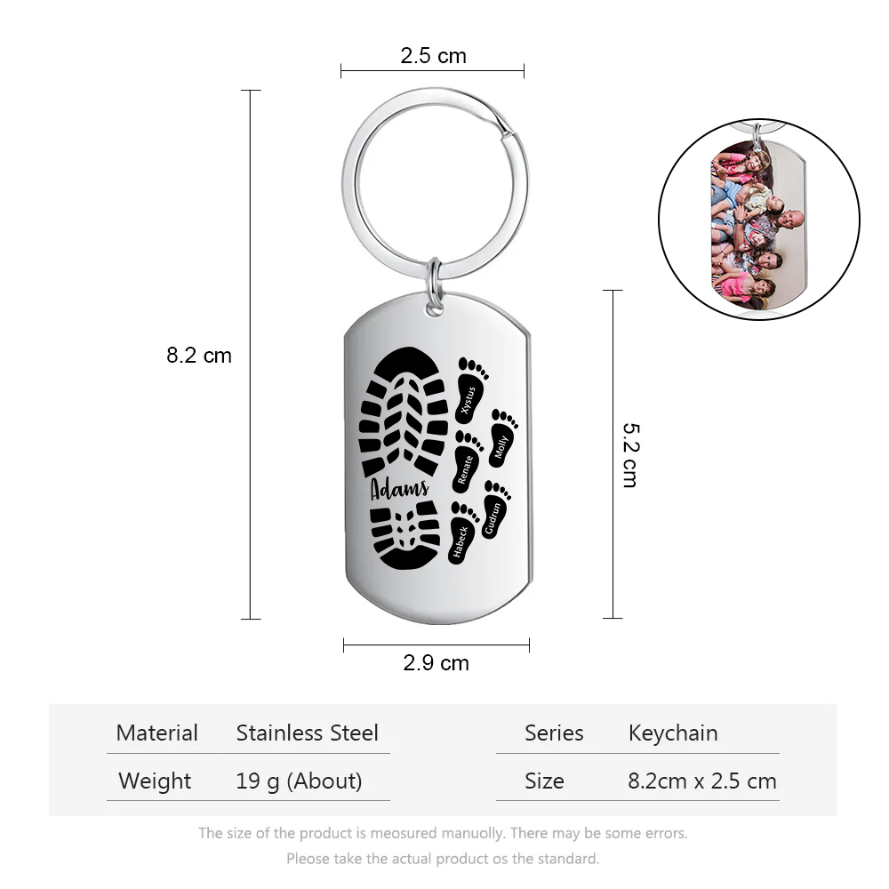 À Papa/Papi Porte-Clés Pieds Bébé 6 Prénoms Personnalisés avec Photo pour Famille |  Jessemade