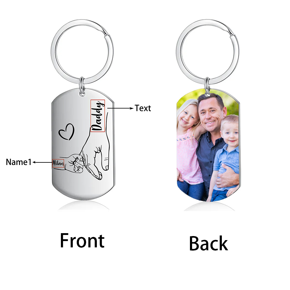 À mon Papa-Porte-Clés Personnalisé avec avec 1 à 5 Prénoms, 1 Texte et 1 Photo | Jessemade