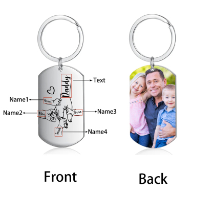 À mon Papa-Porte-Clés Personnalisé avec avec 1 à 5 Prénoms, 1 Texte et 1 Photo | Jessemade