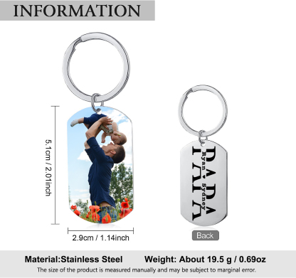 À mon Papa - Porte-Clés Personnalisé avec 2-5 Prénoms avec 1 Photo Gravée | Jessemade