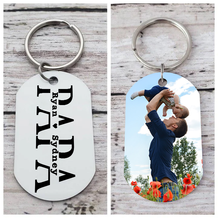 À mon Papa - Porte-Clés Personnalisé avec 2-5 Prénoms avec 1 Photo Gravée | Jessemade