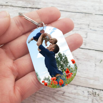À mon Papa - Porte-Clés Personnalisé avec 2-5 Prénoms avec 1 Photo Gravée | Jessemade
