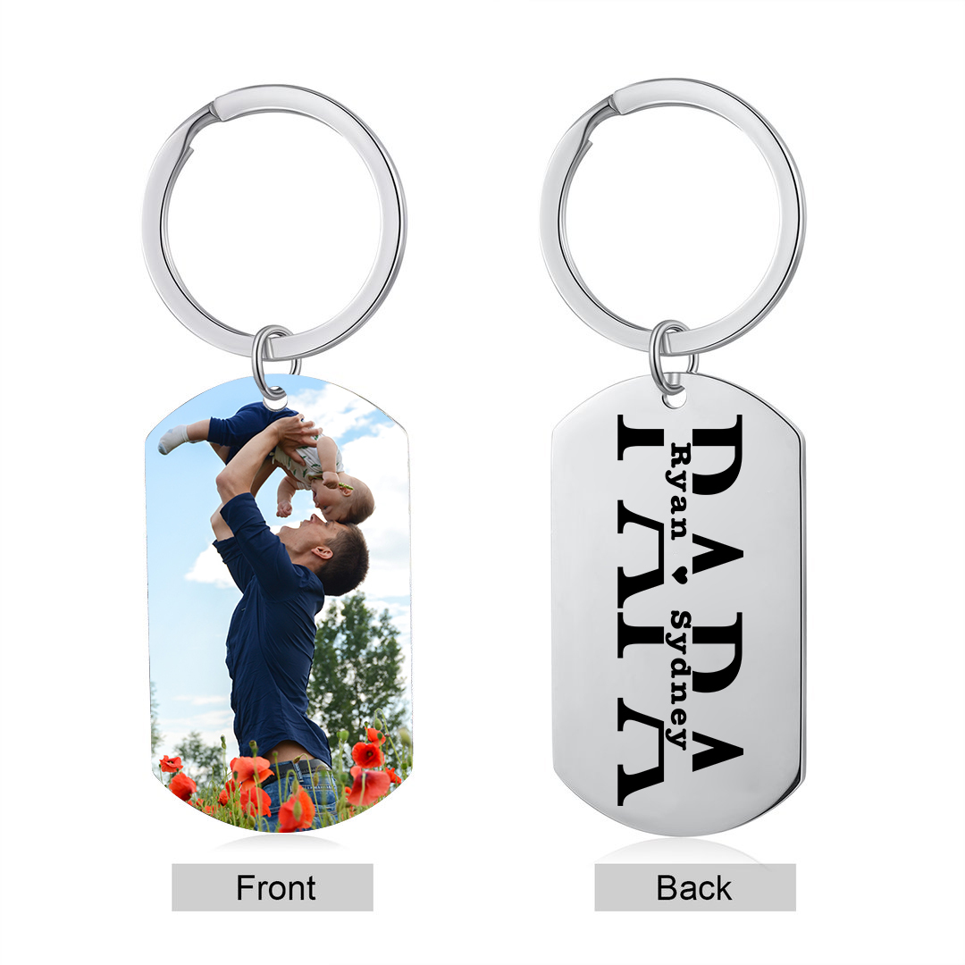 À mon Papa - Porte-Clés Personnalisé avec 2-5 Prénoms avec 1 Photo Gravée | Jessemade