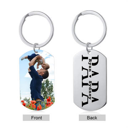 À mon Papa - Porte-Clés Personnalisé avec 2-5 Prénoms avec 1 Photo Gravée | Jessemade