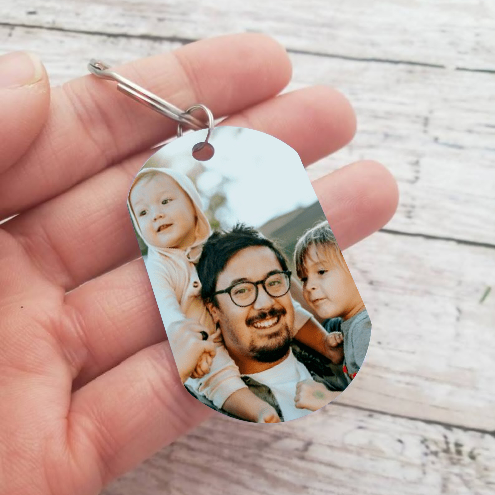 À mon Papa - Porte-Clés Personnalisé avec 2-5 Prénoms avec 1 Photo Gravée | Jessemade