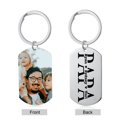 À mon Papa - Porte-Clés Personnalisé avec 2-5 Prénoms avec 1 Photo Gravée | Jessemade