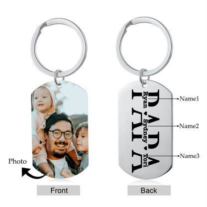 À mon Papa - Porte-Clés Personnalisé avec 2-5 Prénoms avec 1 Photo Gravée | Jessemade