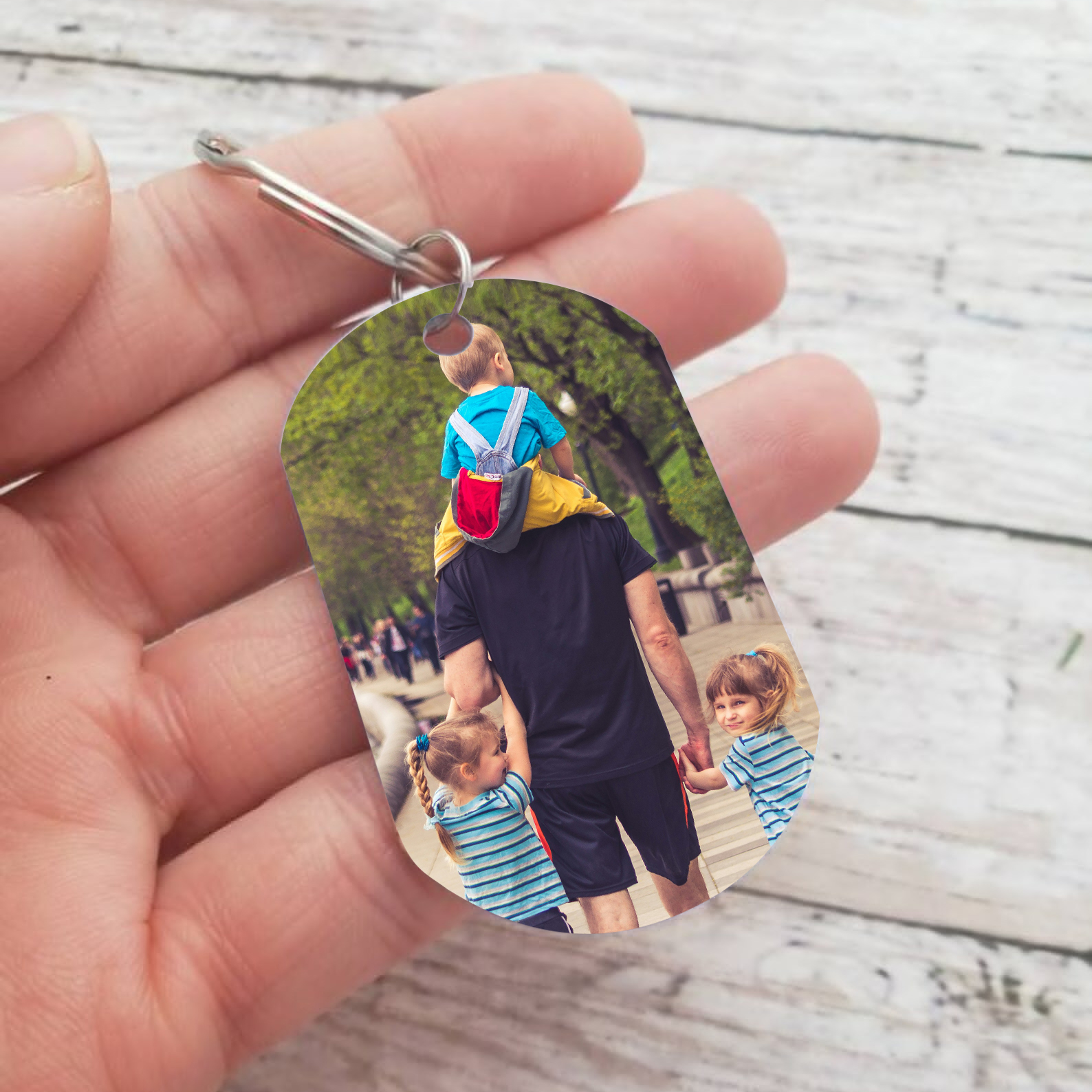 À mon Papa - Porte-Clés Personnalisé avec 2-5 Prénoms avec 1 Photo Gravée | Jessemade