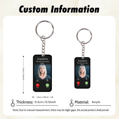 Porte-Clés Acrylique Commémoratif Photo et Prénom Personnalisés avec Texte | Jessemade