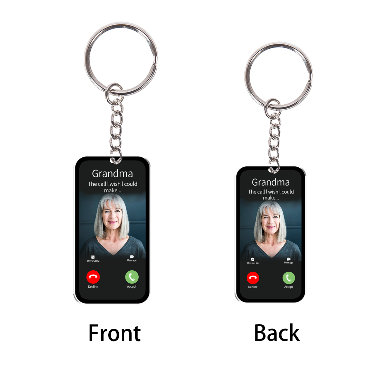 Porte-Clés Acrylique Commémoratif Photo et Prénom Personnalisés avec Texte | Jessemade