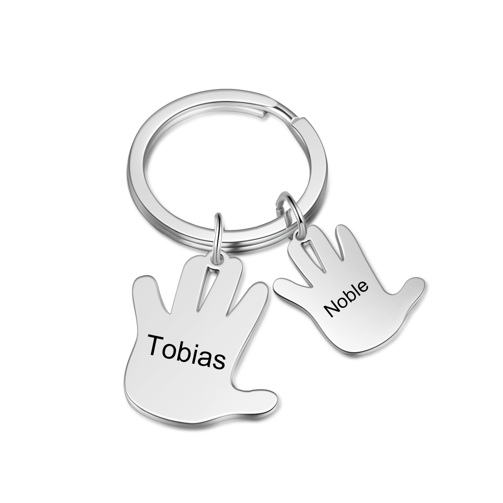 Porte-Clés Mains 2 Prénoms Personnalisés Porte-clé famille
