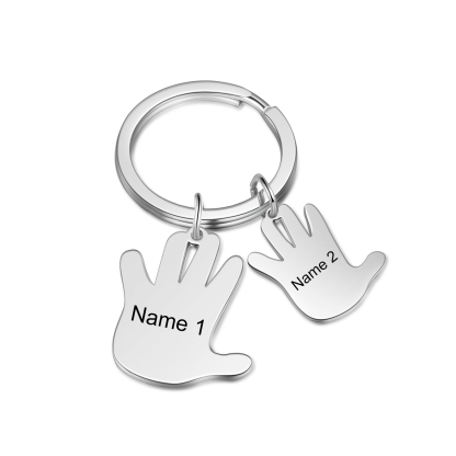 Porte-Clés Mains 2 Prénoms Personnalisés Porte-clé famille