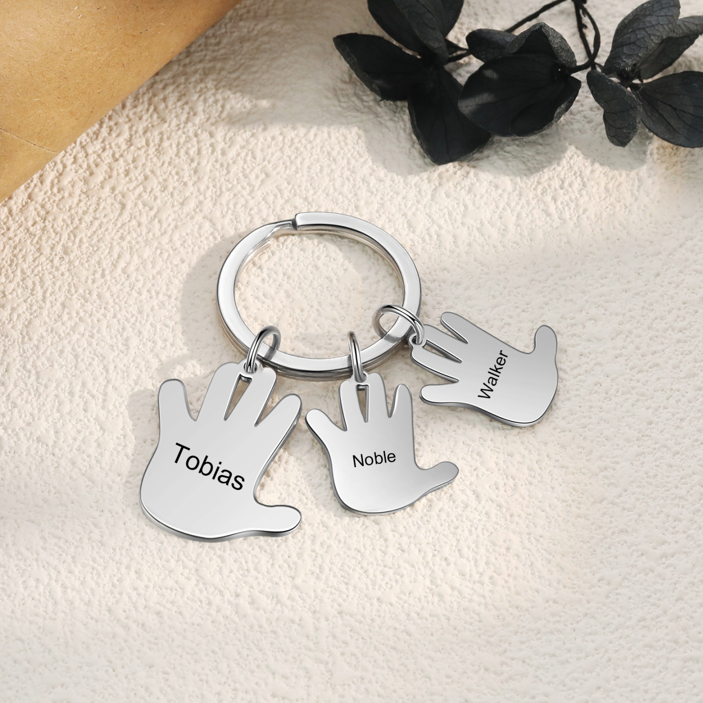 Porte-Clés Mains 3 Prénoms Personnalisés Porte-clé famille