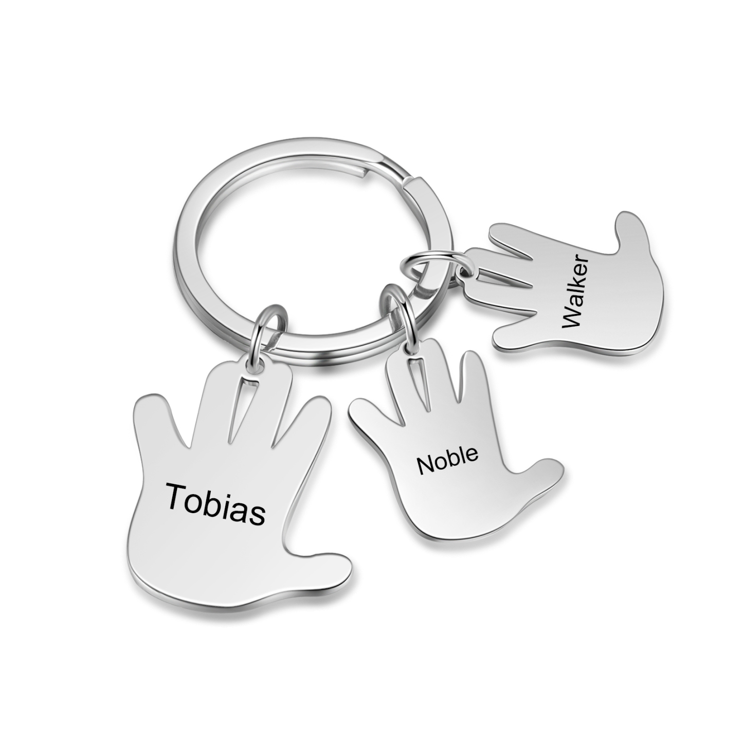 Porte-Clés Mains 3 Prénoms Personnalisés Porte-clé famille