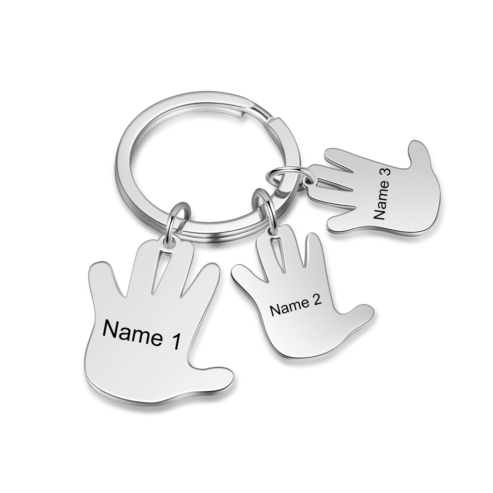 Porte-Clés Mains 3 Prénoms Personnalisés Porte-clé famille