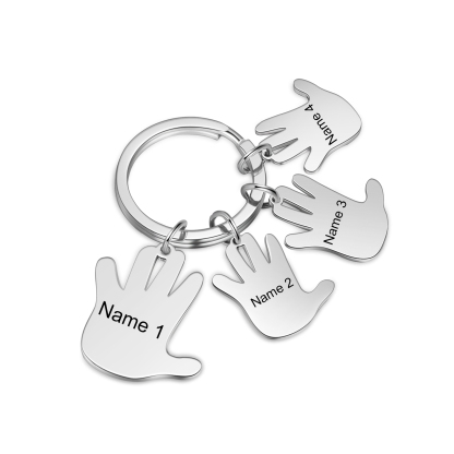 Porte-Clés Mains 4 Prénoms Personnalisés Porte-clé famille