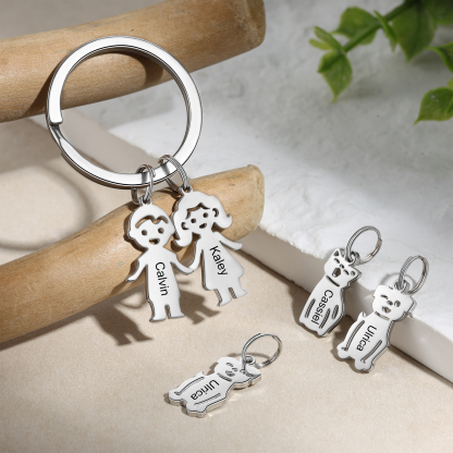Porte-Clés 2 Prénoms Personnalisés avec 2 Breloques Enfant | Jessemade
