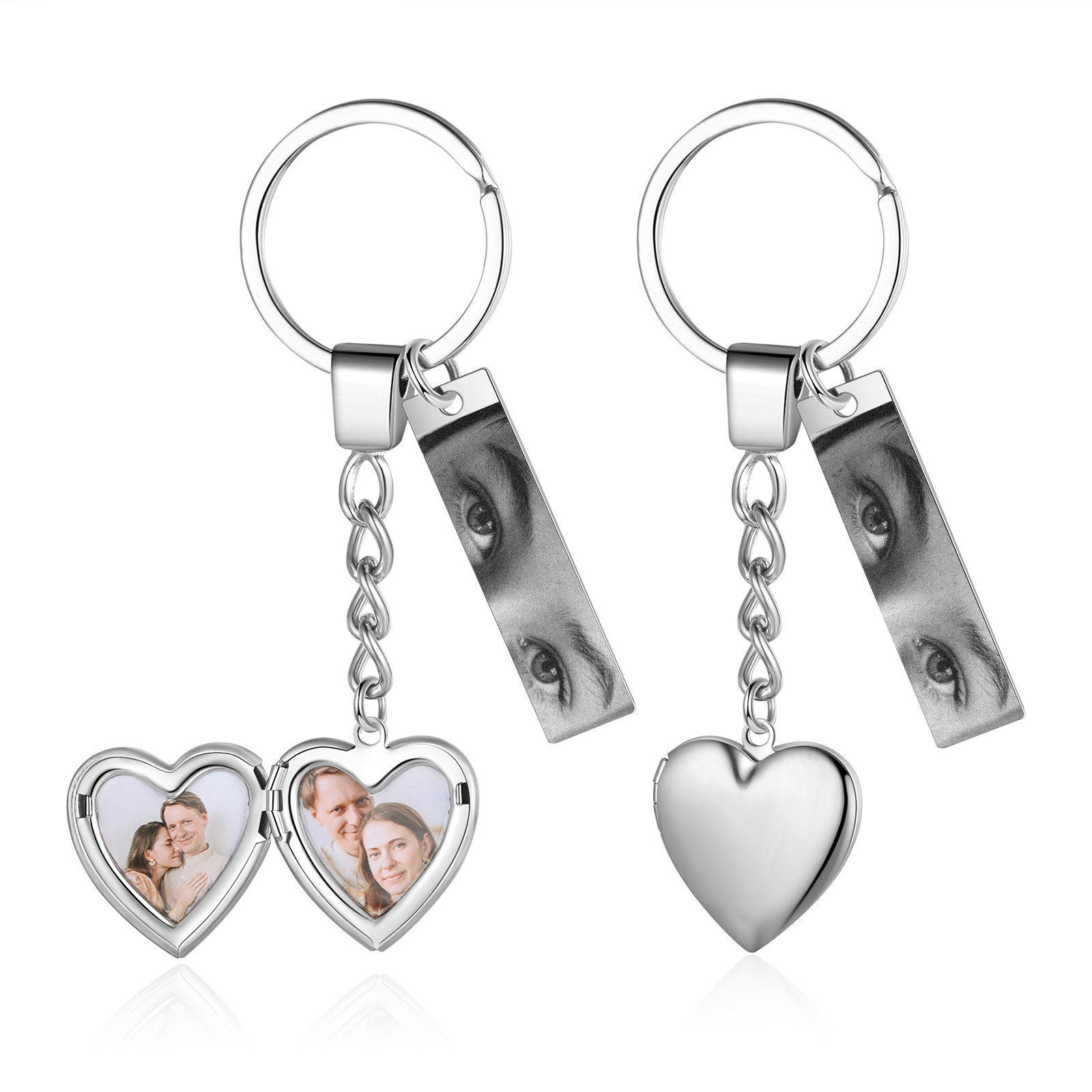 Porte-Clés 2 Photos Personnalisés Avec 1 Photo d'yeux Cadeau pour couple| Jessemade