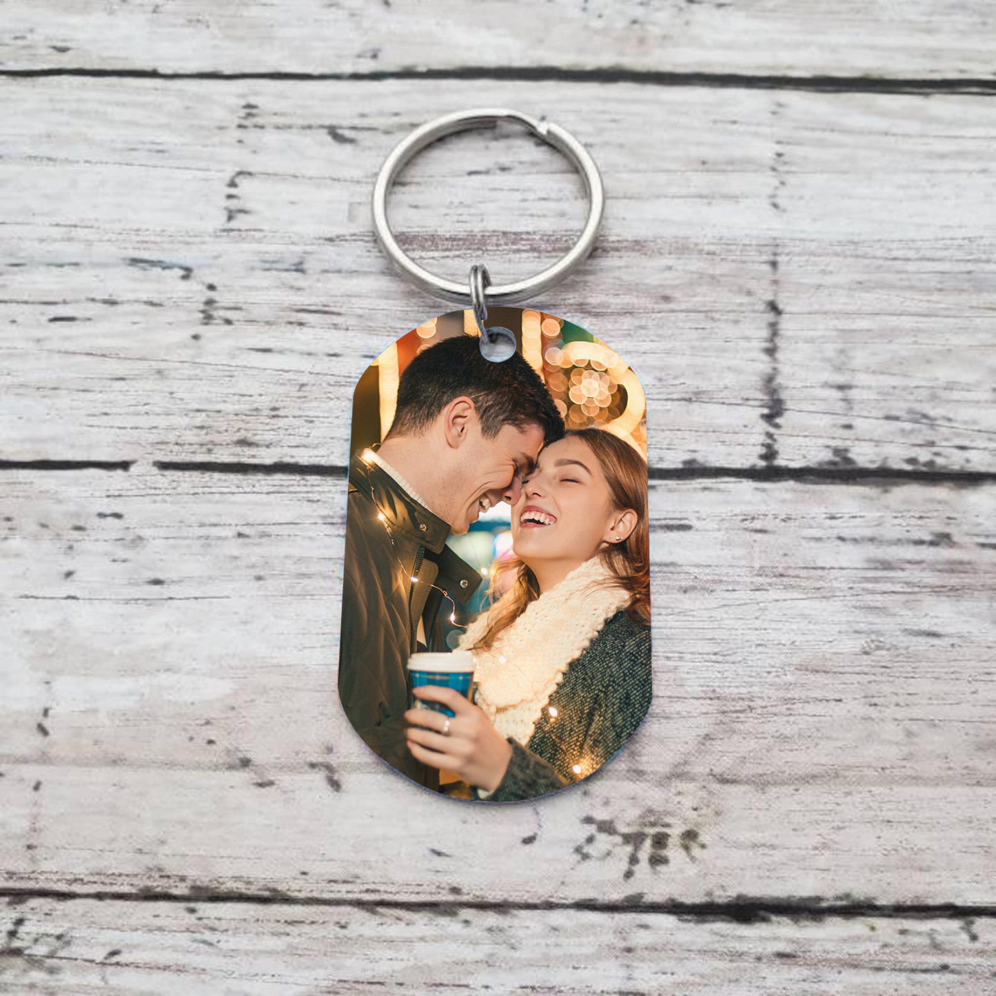 Porte-Clés amour 2 Lettres et1 Photo Personnalisé avec Texte et date Cadeau pour couple le saint-valentin | Jessemade