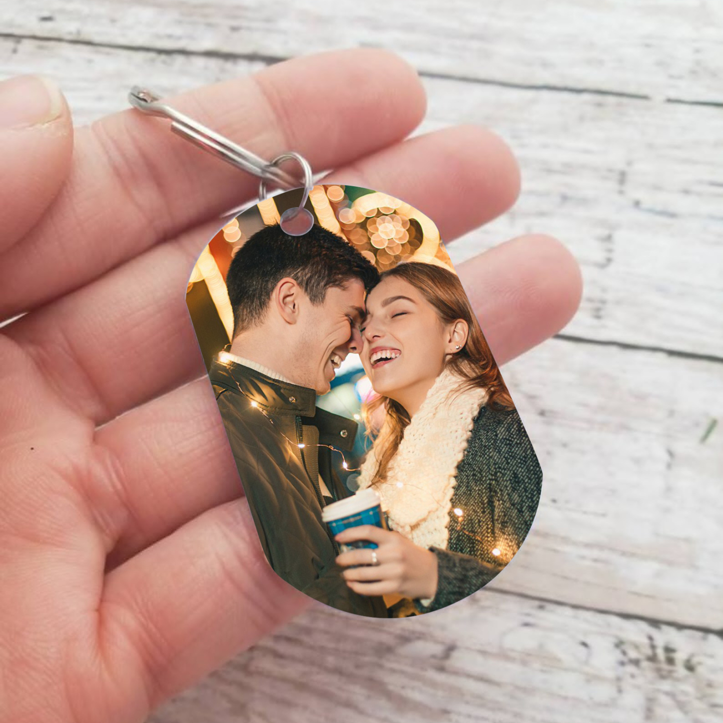Porte-Clés amour 2 Lettres et1 Photo Personnalisé avec Texte et date Cadeau pour couple le saint-valentin | Jessemade