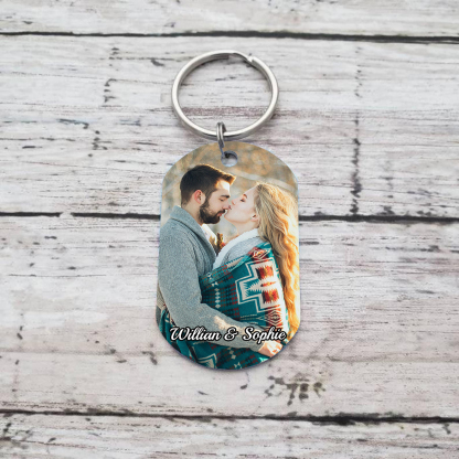 Porte-Clés amour 1 Photo Personnalisé avec Texte Cadeau pour couple le saint-valentin | Jessemade