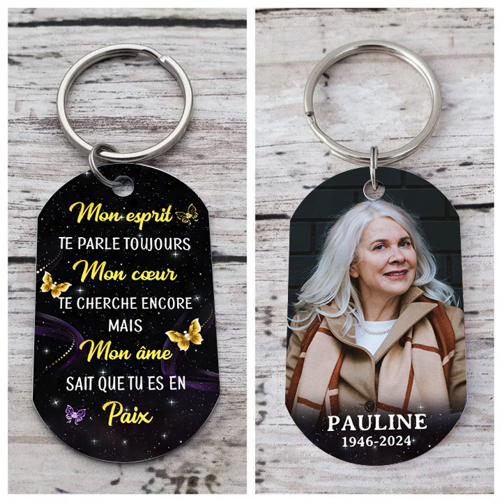À Mamie/Papi Porte-Clés Acier inoxydable 1 Prénom Personnalisé avec ph