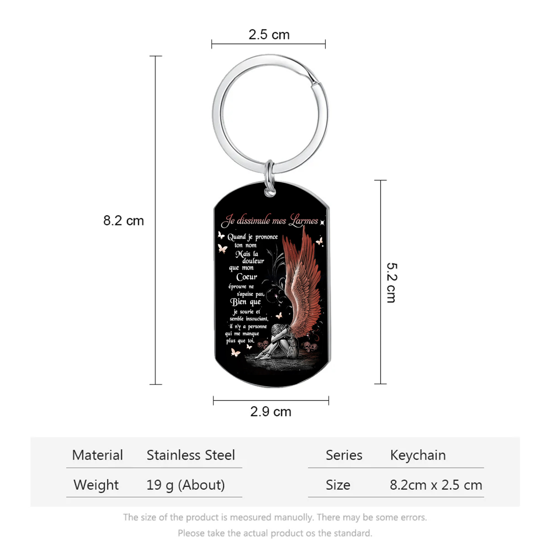 Porte-Clés Acier inoxydable Commémoratif avec Message Gravé  | Jessemade