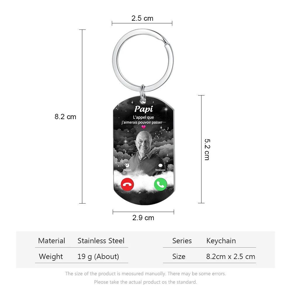 COffret Cadeau 2PCS commémoratif Bracelet et Porte-Clés 1 Prénom Personnalisé avec2 Photos Cadeau pour mamie ou papi | Jessemade