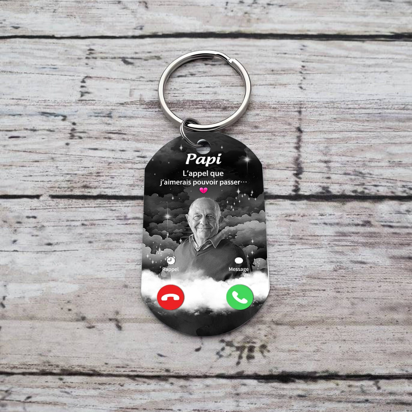 COffret Cadeau 2PCS commémoratif Bracelet et Porte-Clés 1 Prénom Personnalisé avec2 Photos Cadeau pour mamie ou papi | Jessemade
