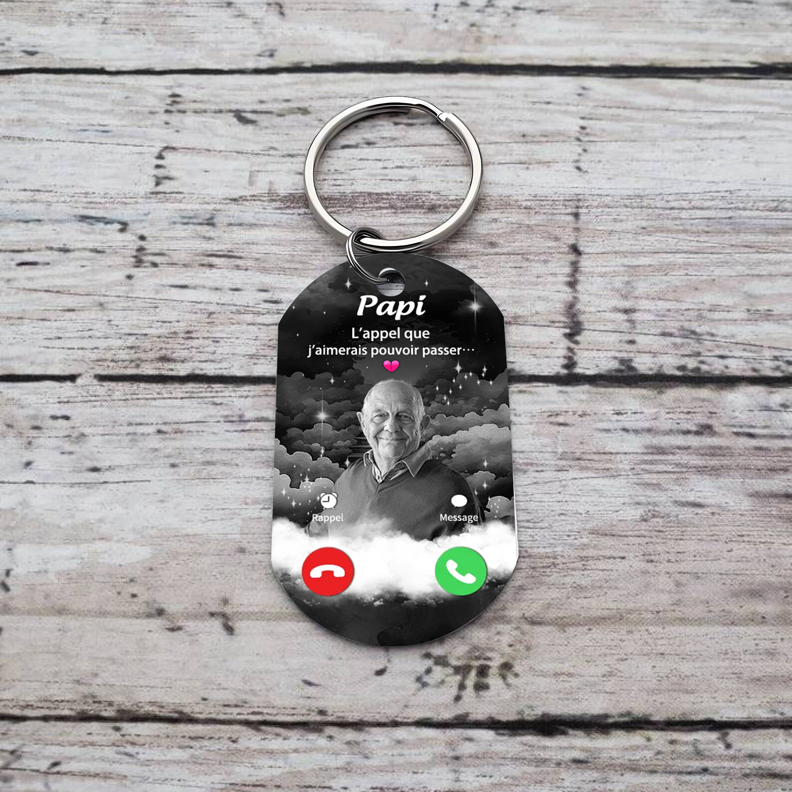 COffret Cadeau 2PCS commémoratif Bracelet et Porte-Clés 1 Prénom Personnalisé avec2 Photos Cadeau pour mamie ou papi | Jessemade