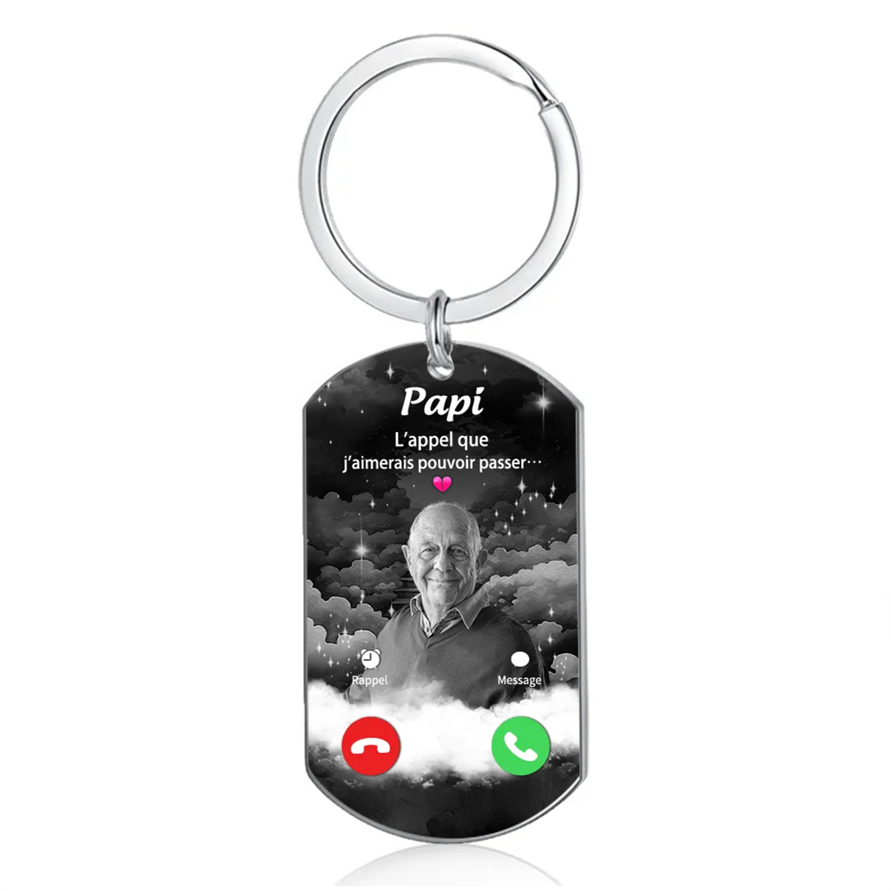 COffret Cadeau 2PCS commémoratif Bracelet et Porte-Clés 1 Prénom Personnalisé avec2 Photos Cadeau pour mamie ou papi | Jessemade
