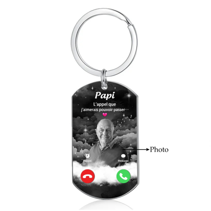 À Papi Porte-Clés Commémoratif Photo Personnalisé et Message "L'Appel Manqué" Cadeau pour papi ou mamie | Jessemade