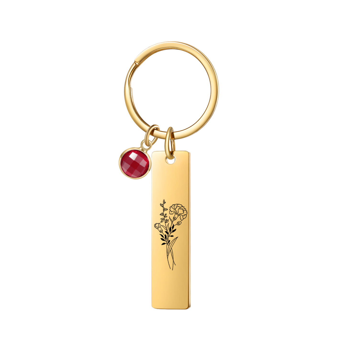 Porte-clés Fleur de naissance Personnalisé avec 1 pierre de naissance Cadeau pour femme | Jessemade