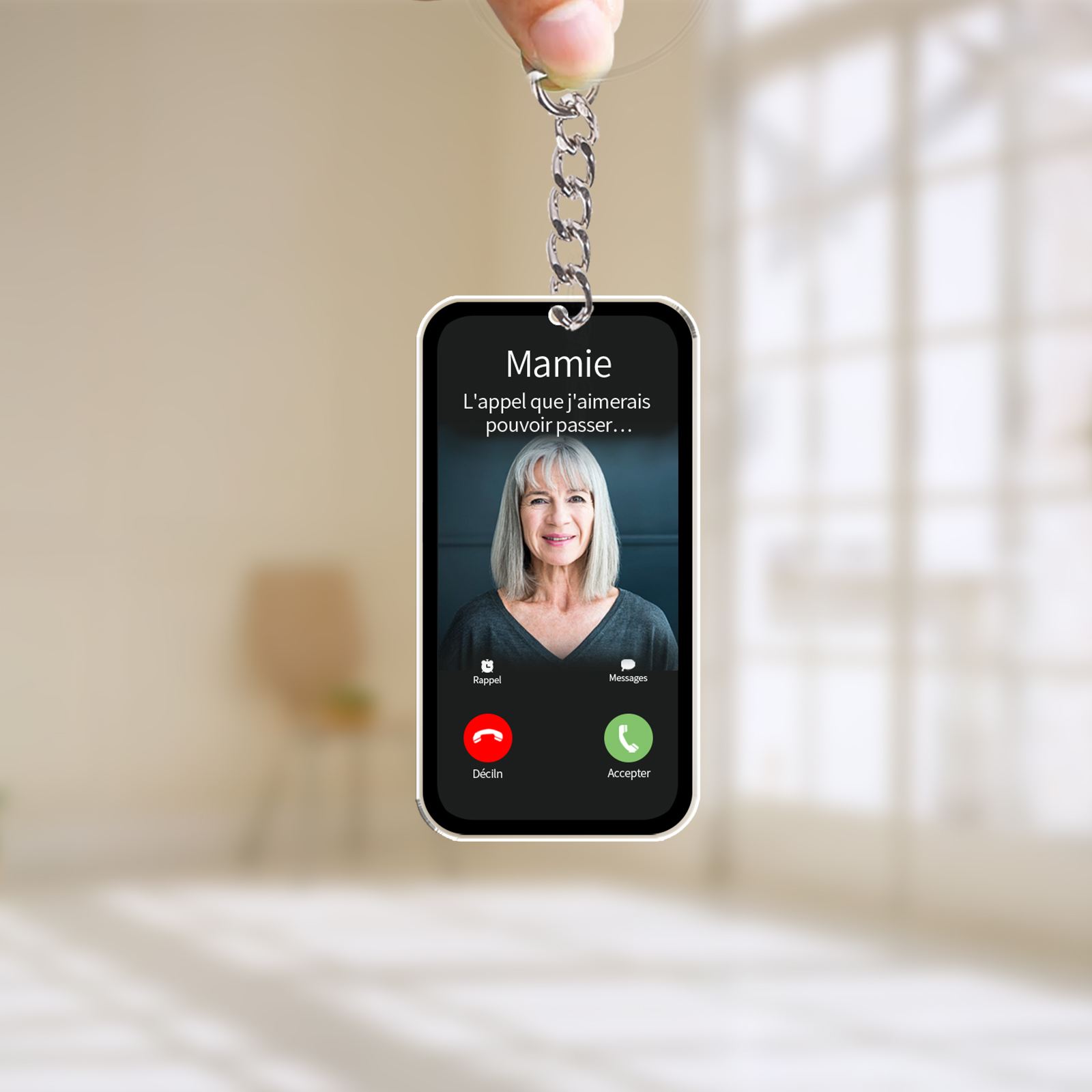 Porte-Clés/Ornements Acrylique Style Appel Téléphonique 1 Prénom Perso