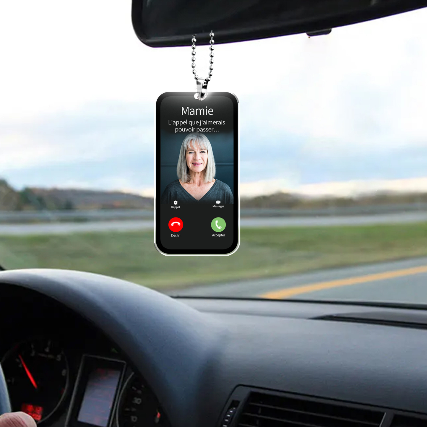 Porte-Clés/Ornements Acrylique Style Appel Téléphonique 1 Prénom Personnalisé avec texte et photo Cadeau pour mamie ou papi | Jessemade