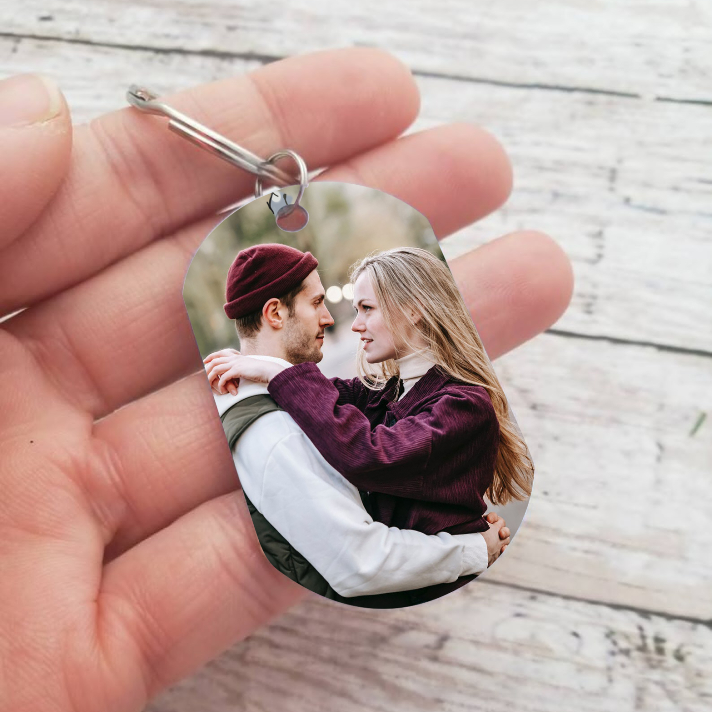 Porte-Clés Couple 2 Prénoms Personnalisés avec Photo Cadeau pour couple saint-valentin | Jessemade