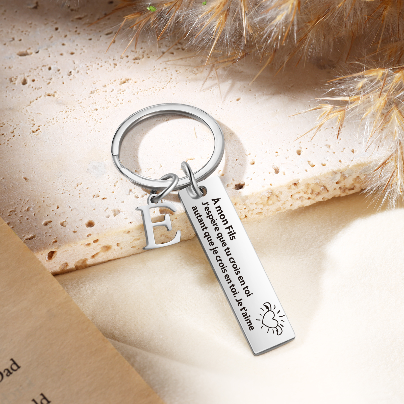 À ma Fille /À mon Fils - Porte clé Personnalisé avec 1 Lettre en Acier Inoxydable | Jessemade