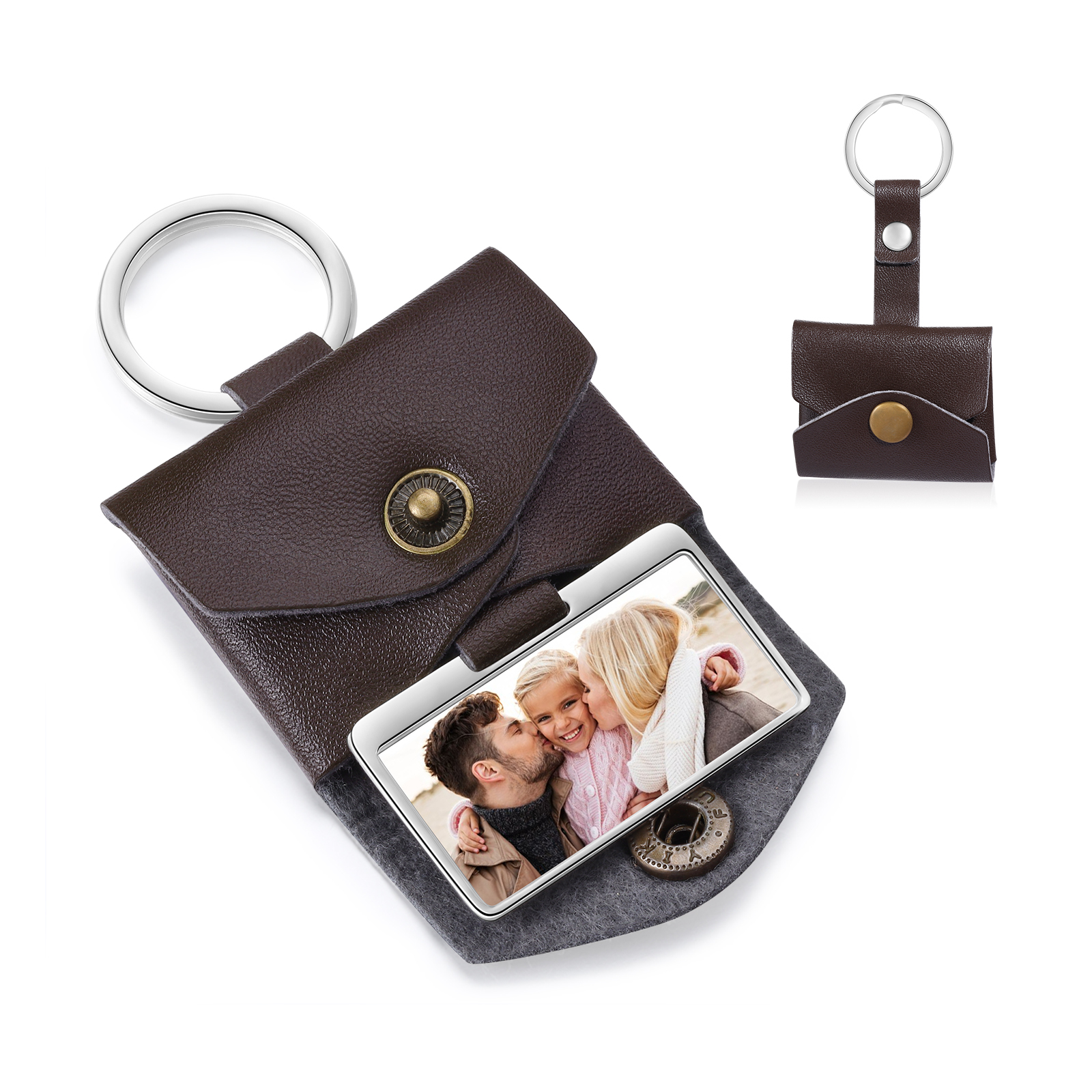 Porte-clés en Cuir avec Photo Personnalisée - Cadeau Émotionnel Unique | Jessemade