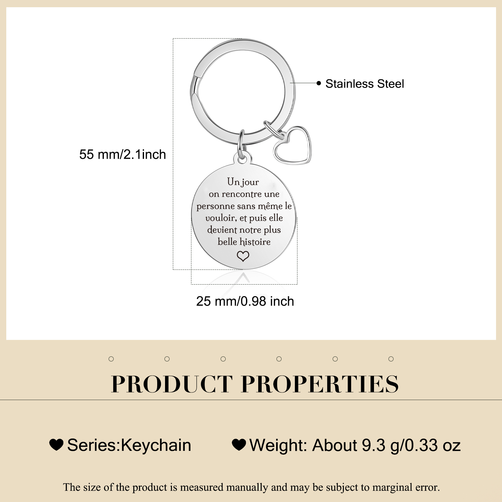 Porte-Clés Personnalisé Avec Photo Pendentif en forme de cœur | Jessemade