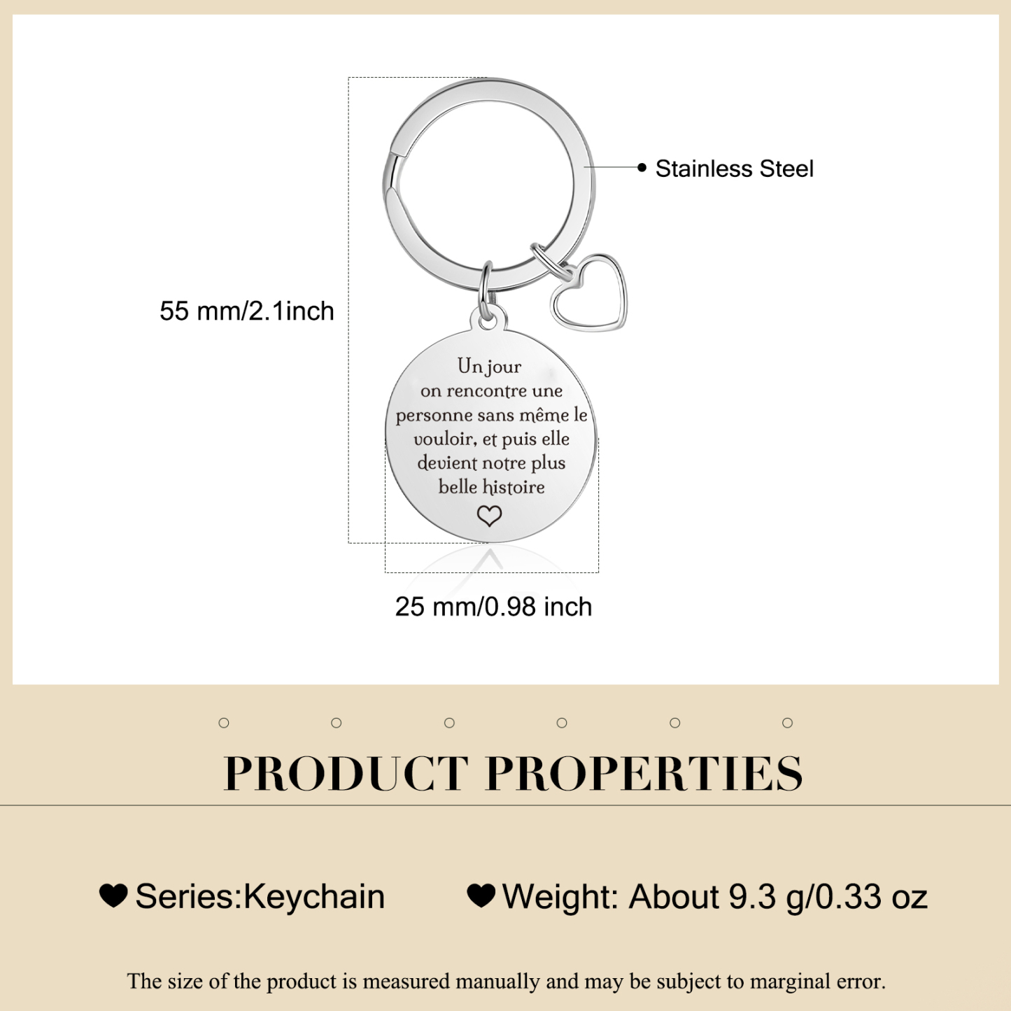 Porte-Clés Personnalisé Avec Photo Pendentif en forme de cœur | Jessemade