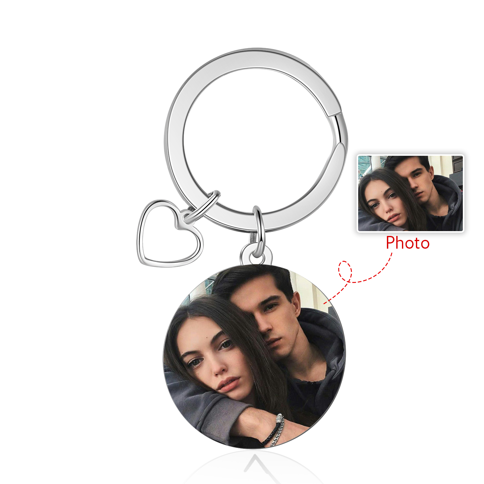 Porte-Clés Personnalisé Avec Photo Pendentif en forme de cœur | Jessemade