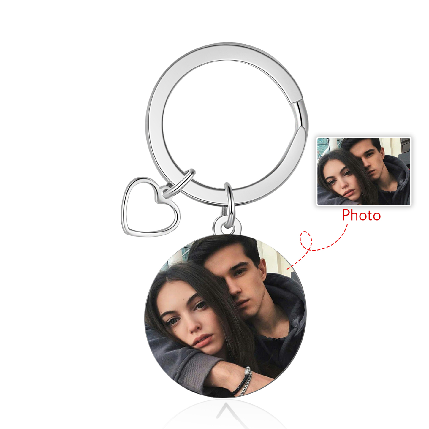 Porte-Clés Personnalisé Avec Photo Pendentif en forme de cœur | Jessemade
