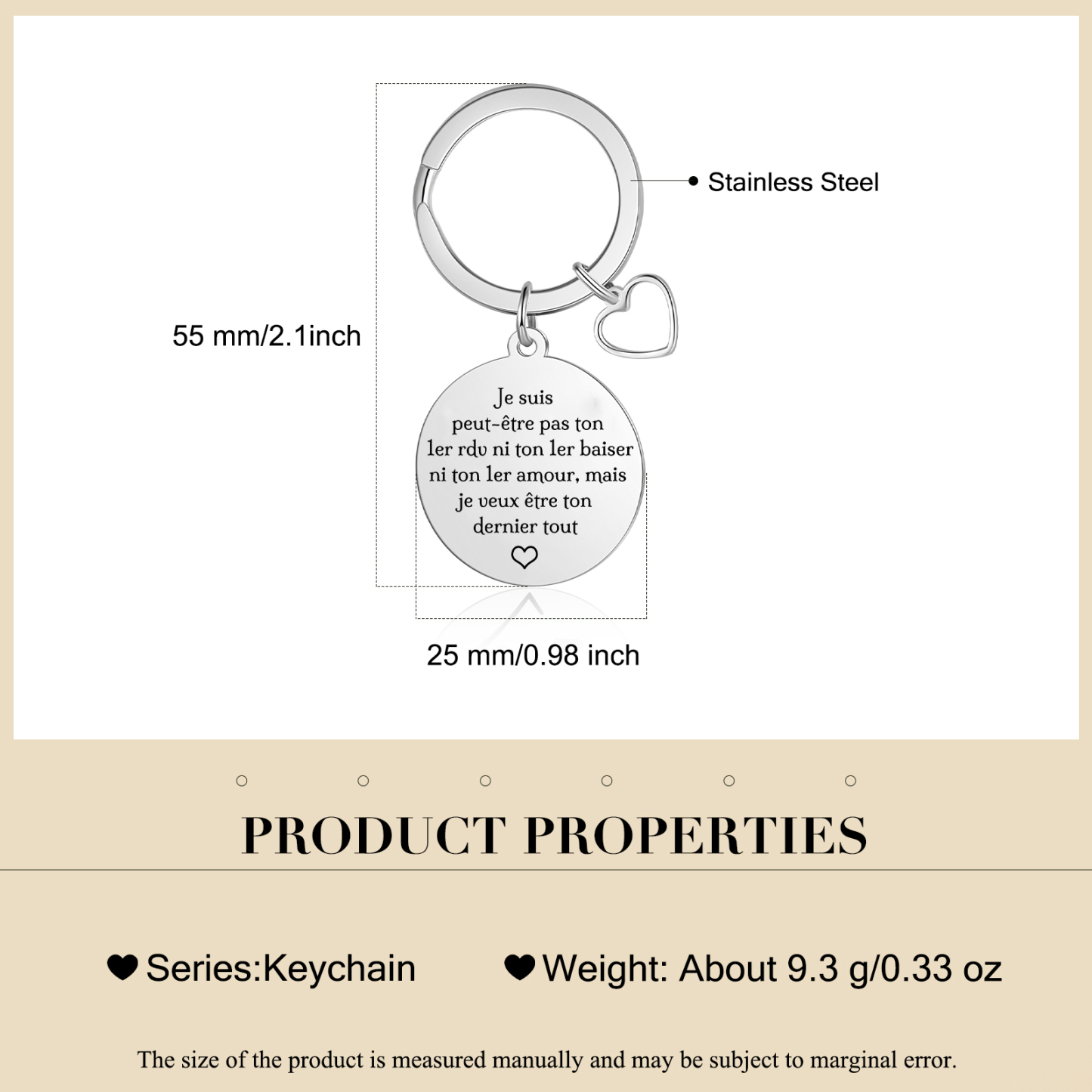 Porte-Clés Personnalisé Avec Photo et Texte Romantique Pendentif en forme de cœur Cadeau pour Couple | Jessemade