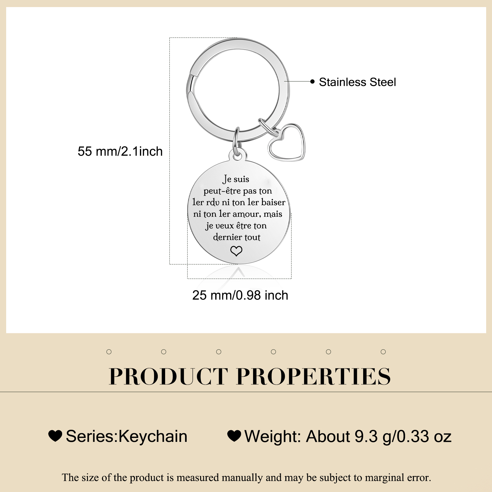 Porte-Clés Personnalisé Avec Photo et Texte Romantique Pendentif en forme de cœur Cadeau pour Couple | Jessemade