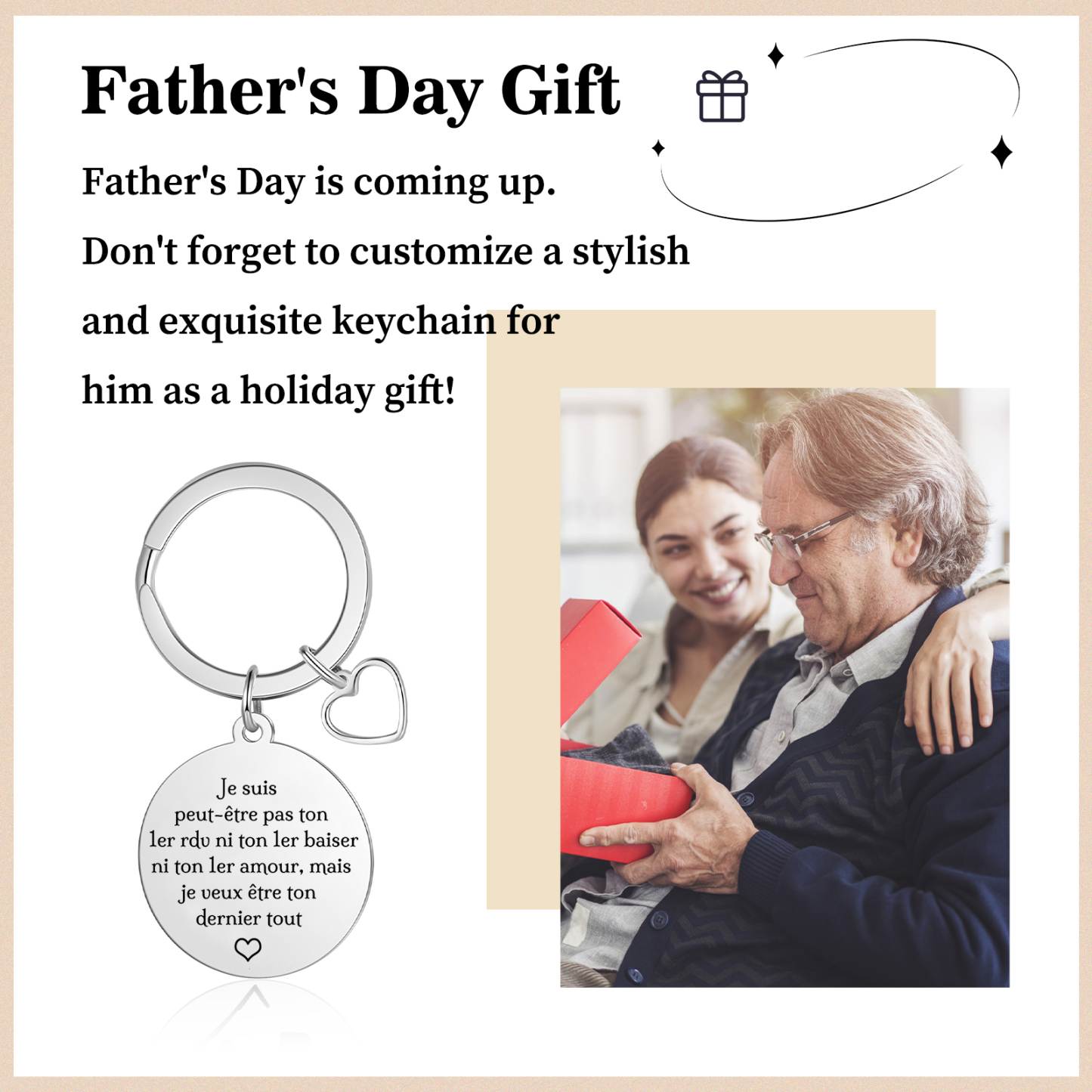 Porte-Clés Personnalisé Avec Photo et Texte Romantique Pendentif en forme de cœur Cadeau pour Couple | Jessemade