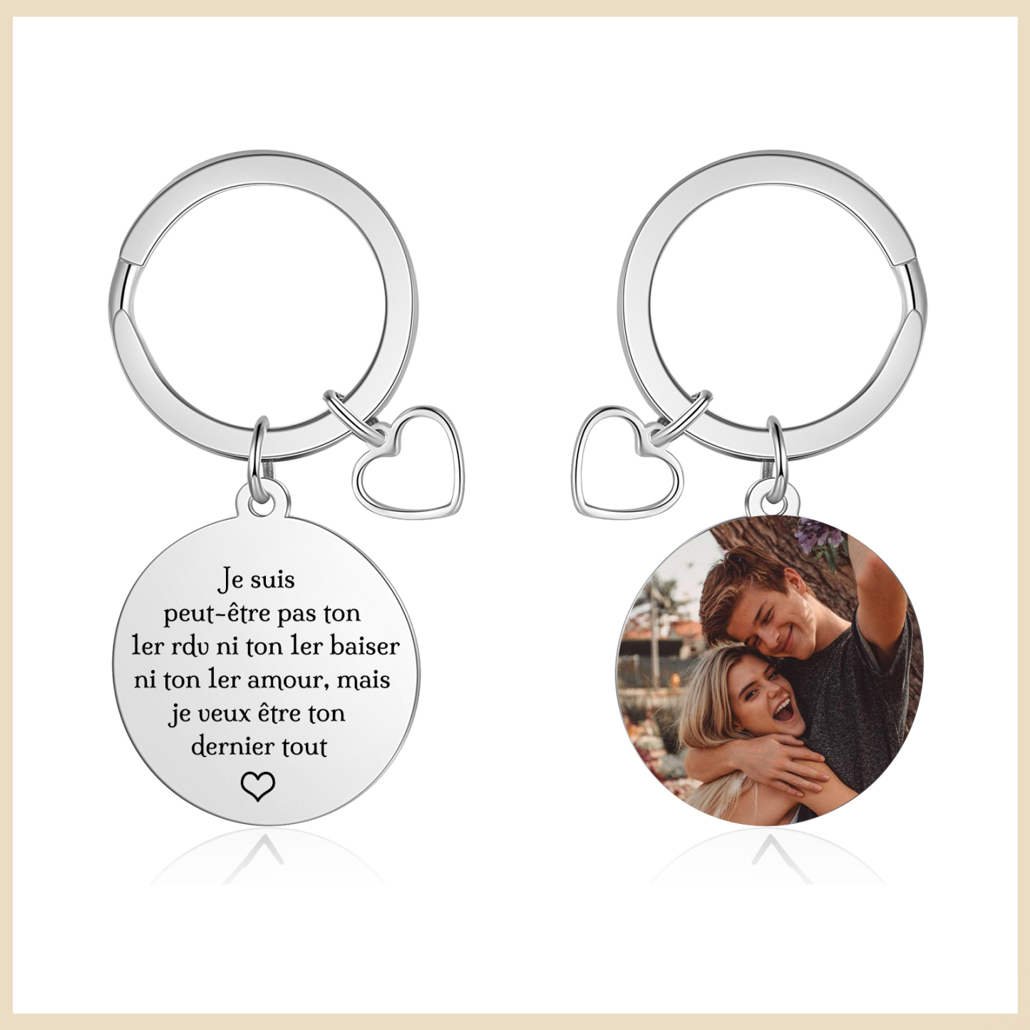 Porte-clés personnalisé avec photo et message gravé – Cadeau romantique et pratique pour toutes occasions | Jessemade