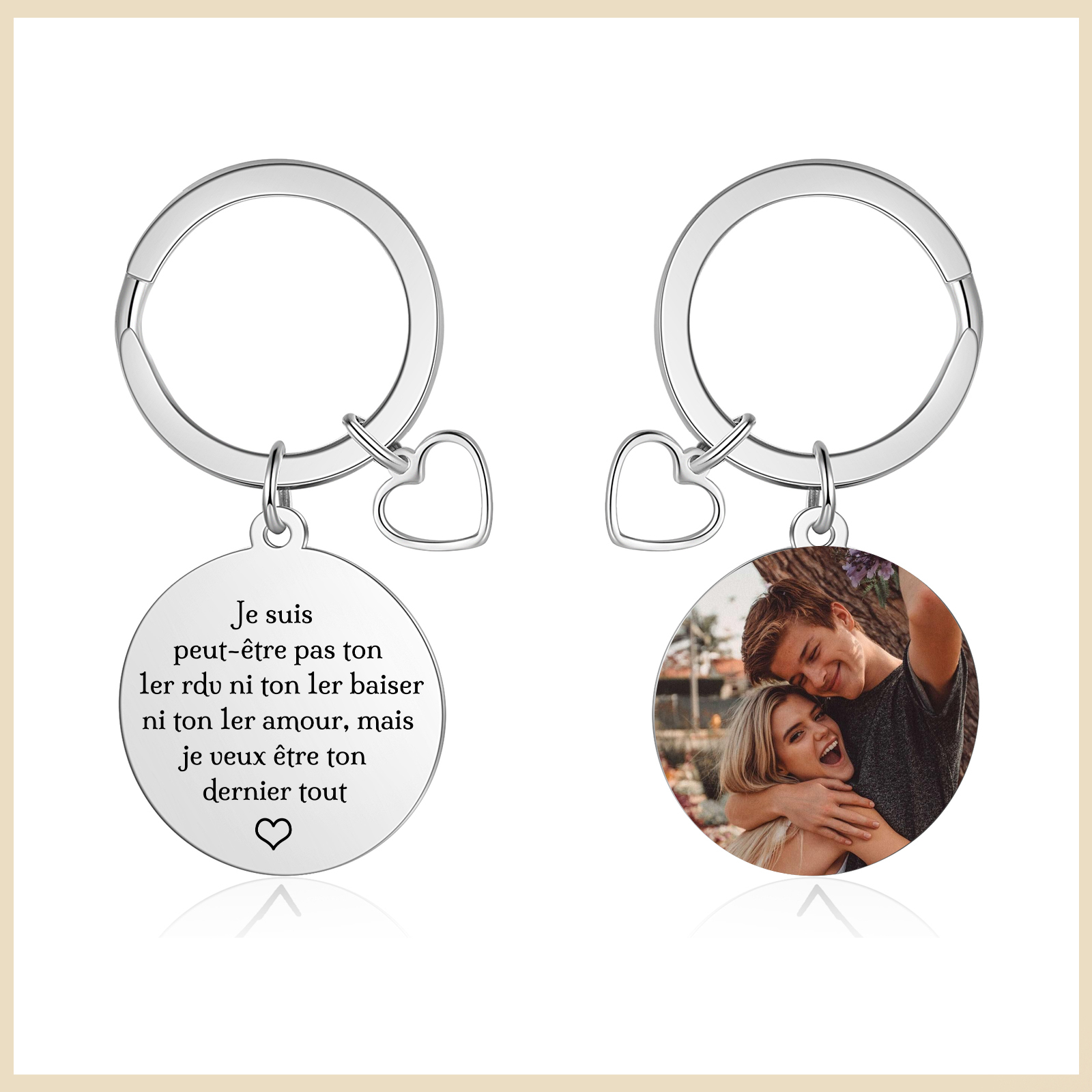 Porte-clés personnalisé avec photo et message gravé – Cadeau romantique et pratique pour toutes occasions | Jessemade