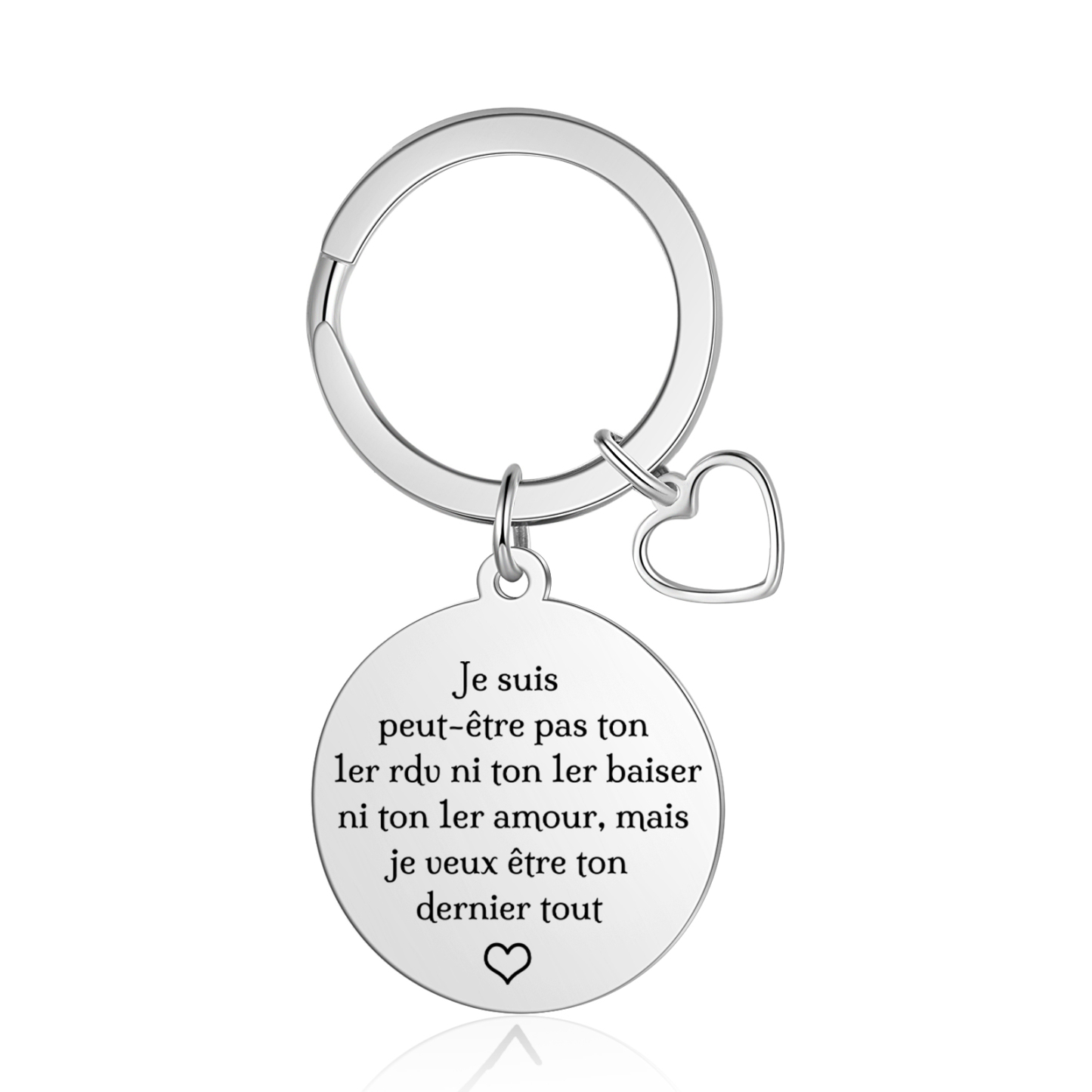 Porte-Clés Personnalisé Avec Photo et Texte Romantique Pendentif en forme de cœur Cadeau pour Couple | Jessemade