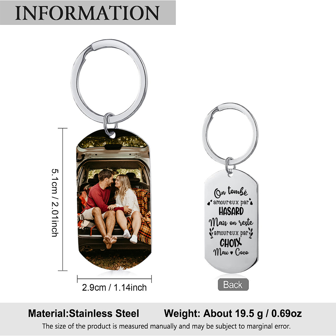 Porte-Clés Personnalisés avec 1 Photo et 2 Prénoms Porte-Clés Personnalisés Pour Couple | Jessemade
